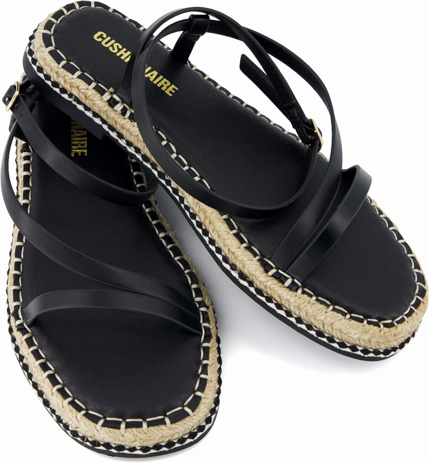 CUSHIONAIRE Bombay Women’s Espadrille Ankle-Strap Sandals with Jute-Wrapped Platform & Memory Foam Footbed