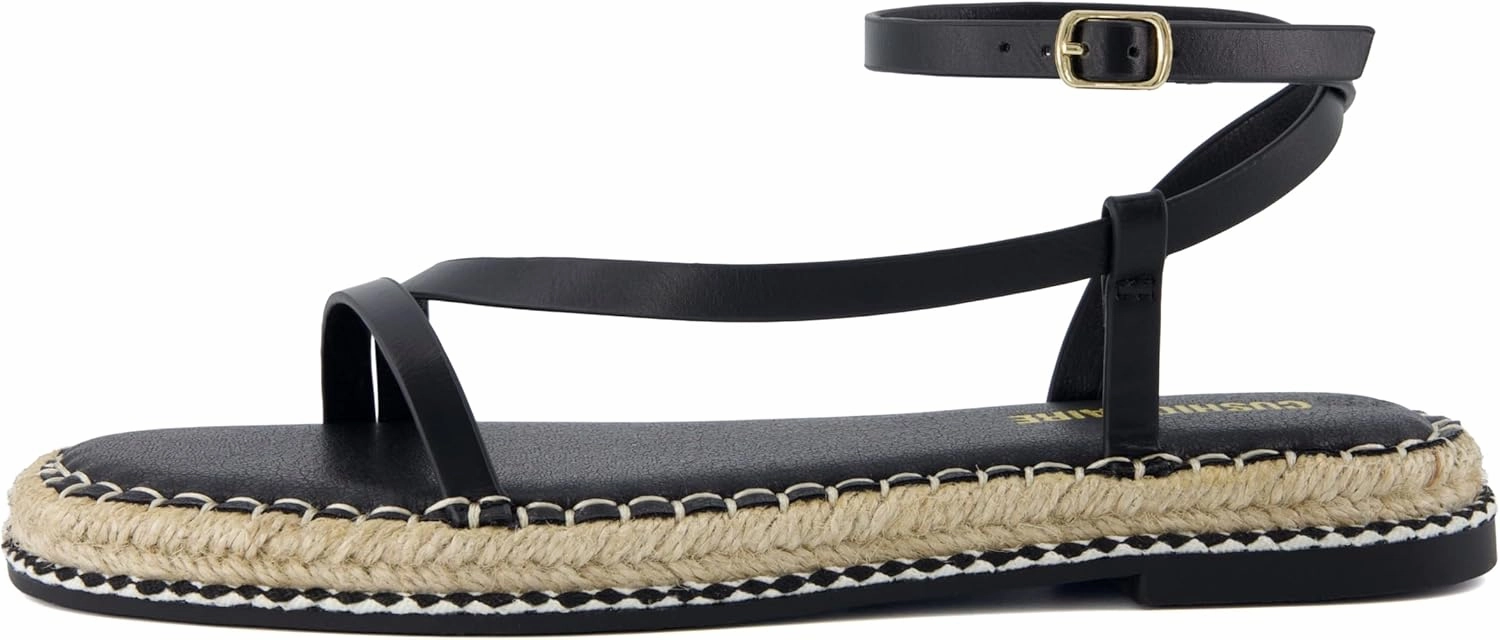 CUSHIONAIRE Bombay Women’s Espadrille Ankle-Strap Sandals with Jute-Wrapped Platform & Memory Foam Footbed