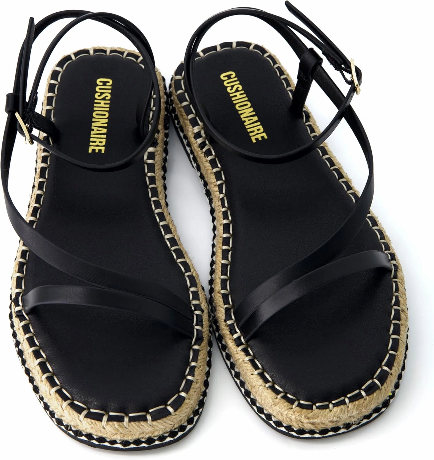 CUSHIONAIRE Bombay Women’s Espadrille Ankle-Strap Sandals with Jute-Wrapped Platform & Memory Foam Footbed