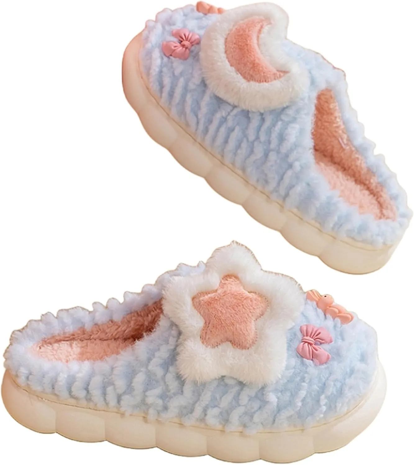 Cute Women's Star Plush Slippers - Warm Indoor & Outdoor Slippers