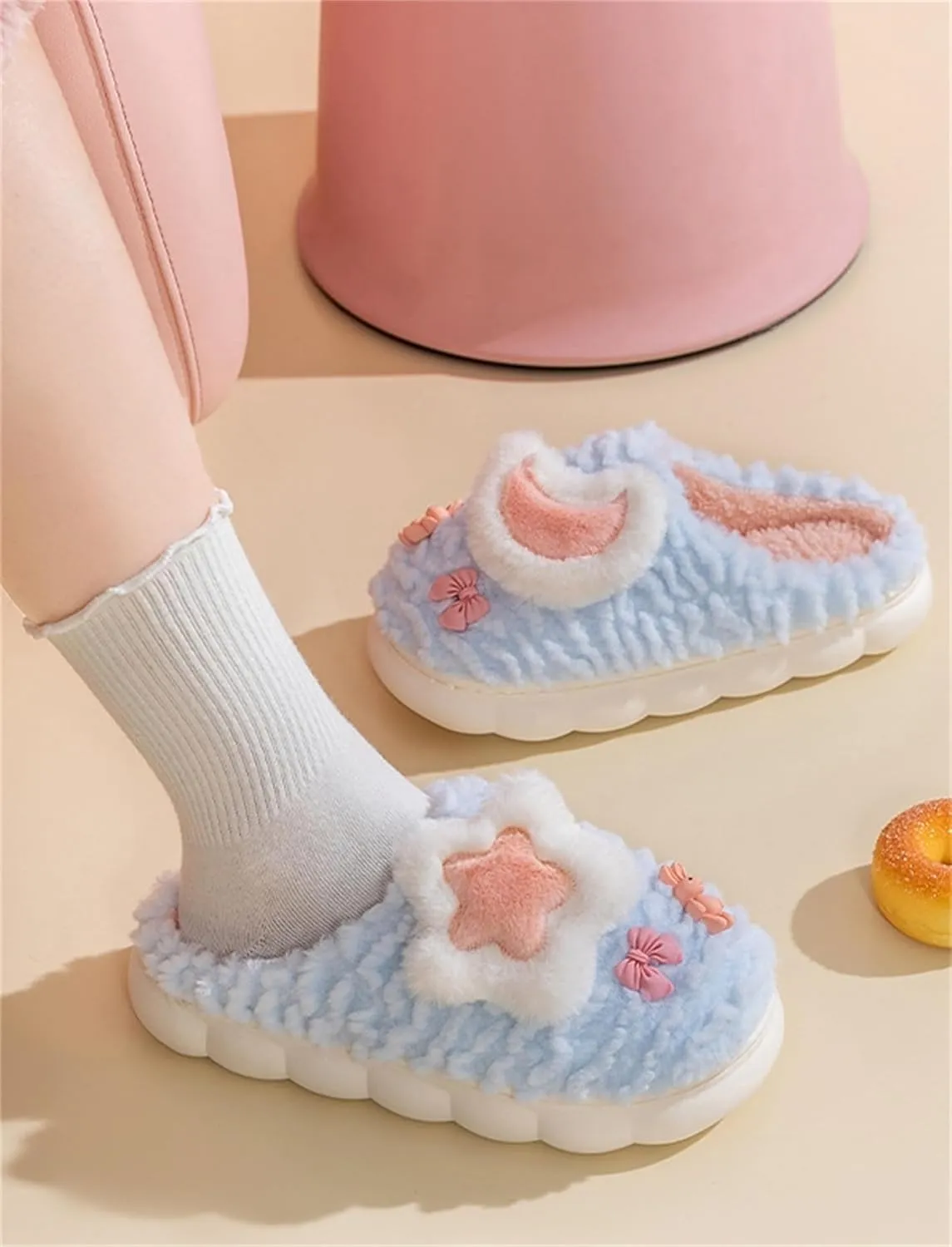 Cute Women's Star Plush Slippers - Warm Indoor & Outdoor Slippers