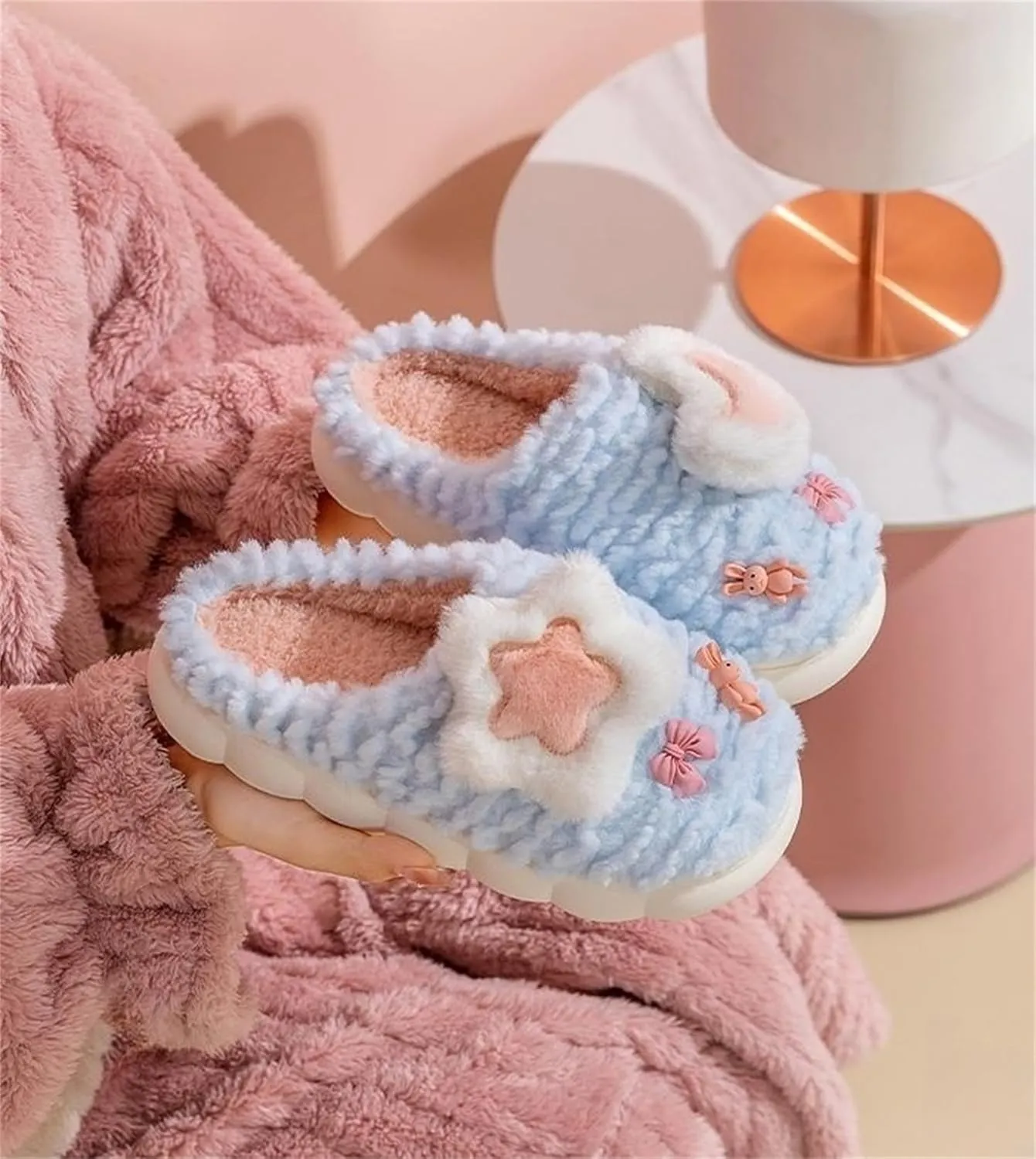 Cute Women's Star Plush Slippers - Warm Indoor & Outdoor Slippers