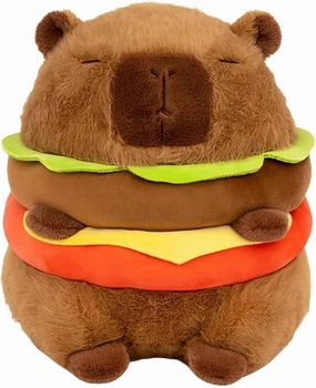 Cute Hamburger Capybara Plush Toy,Soft Capybara Food Plushies Pillow,Kawaii Capybara Cheeseburger Stuffed Animal Birthday Gift