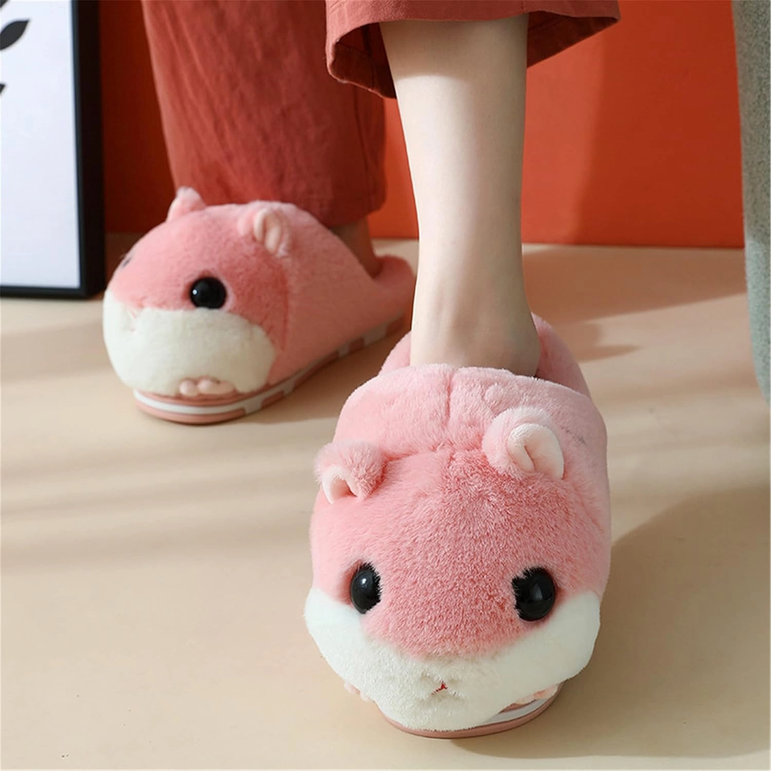 Cute Hamster Slippers Women's Slippers Cartoon Slippers Animal Slippers Warm Slippers Winter Slippers Home Slippers Furry Slippers