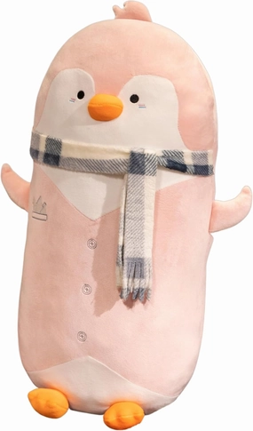 Cute Pink Penguin Stuffed Animal 19.7''- Long Body Plush Pillow, Soft Cuddly Toy for Anxiety & Sleep, Emotional Support Gift for Kids, Adults, Girlfriend, Bed & Room Decor