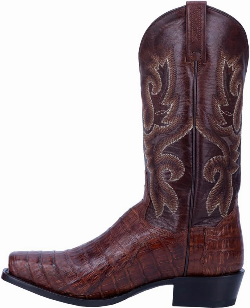 Dan Post Mens Bayou Embroidered Square Toe Pull On Dress Boots Mid Calf - Brown
