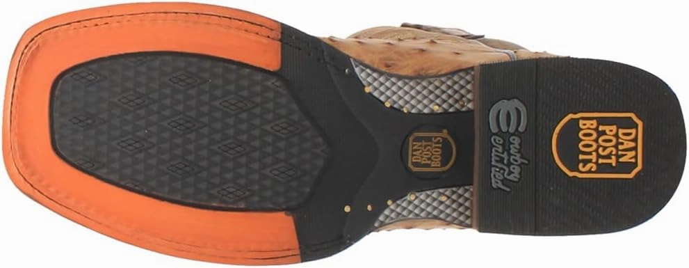 Dan Post Mens Kershaw Ostrich Embroidered Square Toe Pull On Dress Boots Mid Calf - Brown