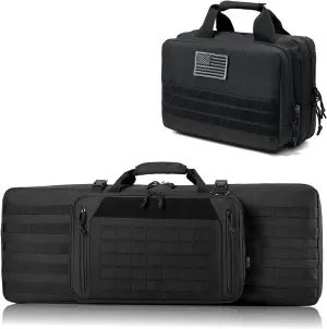 DBTAC Double Rifle Bag 32" (Black)   Range Bag XS for 1~2 Pistol (Black), Lockable Zipper, Durable Material, Compact Design