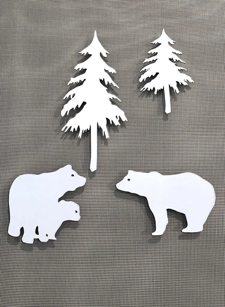 DCentral® Bear Family Flexible Vinyl Safety Screen Magnets: Double-Sided. White-Easier to See Day & Night. Decorative. Helps Stop Walking into Screens, for Non-RETRACTABLES, Size W 10" x L 10"