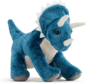 DEMDACO Triceratops Small Blue 6 inch Polyester Plush Fabric Stuffed Beanbag Toy