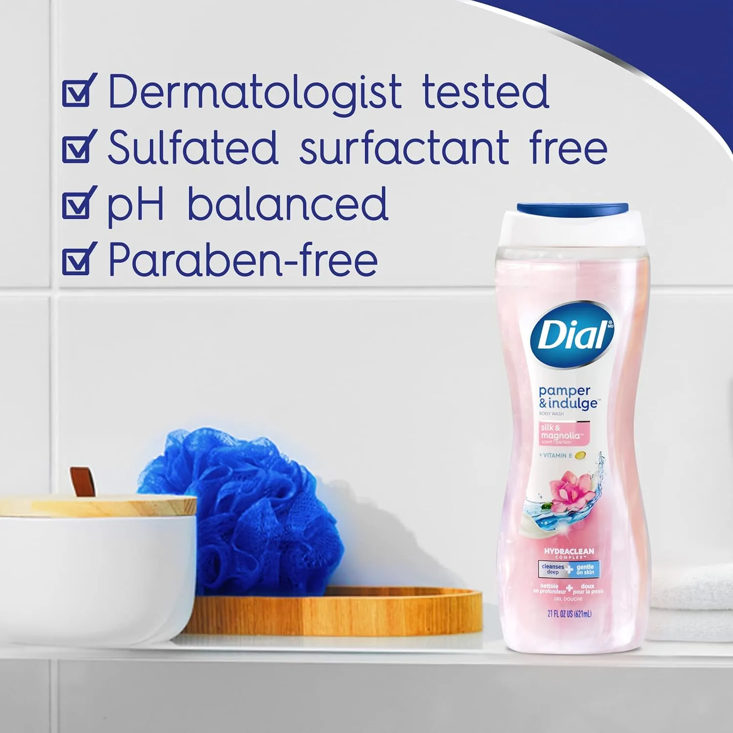 Dial Body Wash, Pamper & Indulge, Silk & Magnolia, 32 fl oz (Pack of 2)
