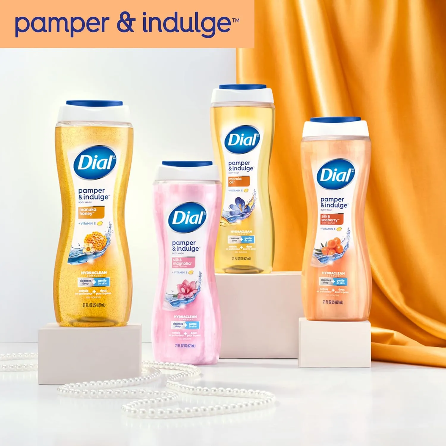 Dial Body Wash, Pamper & Indulge, Silk & Magnolia, 32 fl oz (Pack of 2)