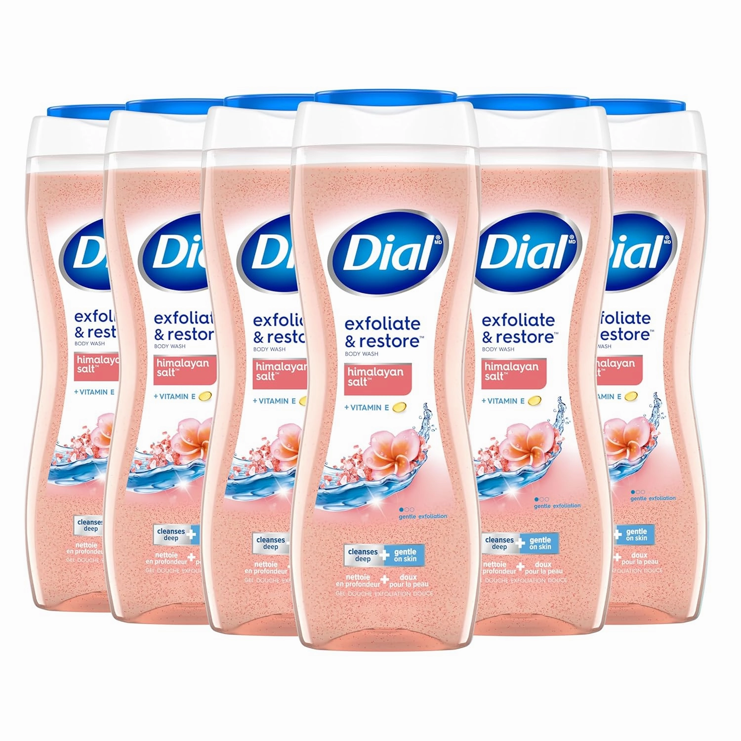 Dial Body Wash, Exfoliate & Restore Himalayan Salt, 16 fl oz, Pack of 9