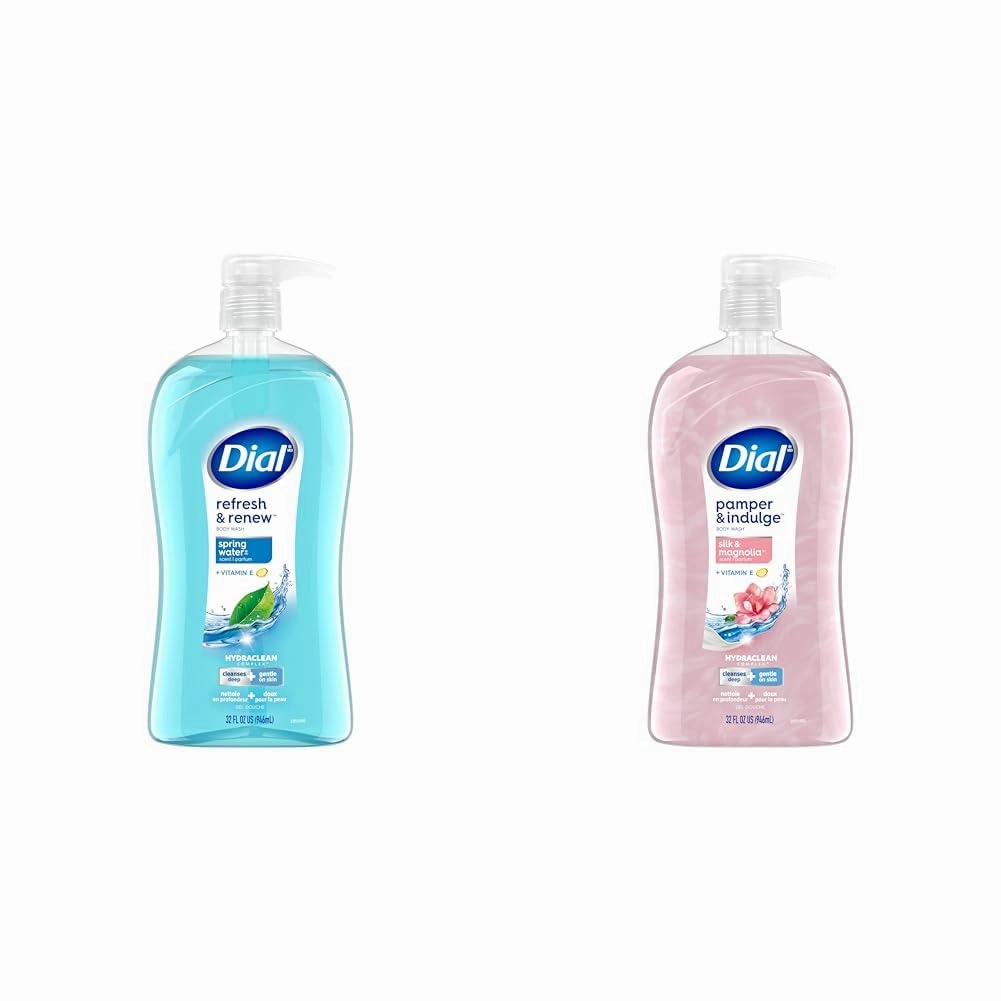 Dial Body Wash, Refresh & Renew Spring Water, 32 fl oz & Body Wash, Pamper & Indulge, Silk & Magnolia, 32 fl oz
