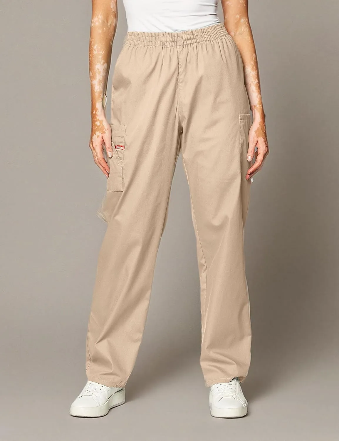 Dickies EDS Signature Scrubs for Women, Elastic Waist Pull-On Cargo Pants for Women in Soft Brushed Poplin 86106