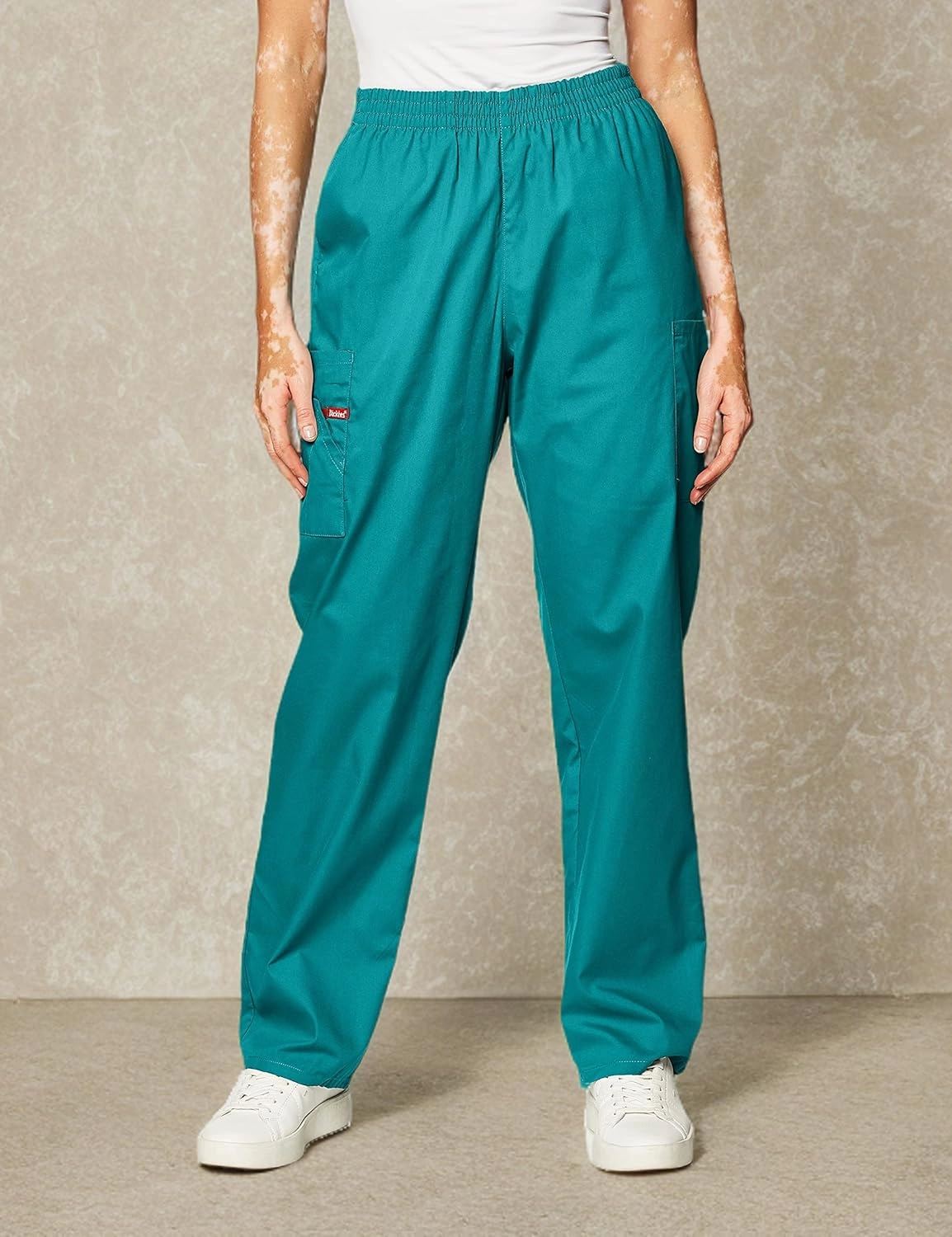 Dickies EDS Signature Scrubs for Women, Elastic Waist Pull-On Cargo Pants for Women in Soft Brushed Poplin 86106