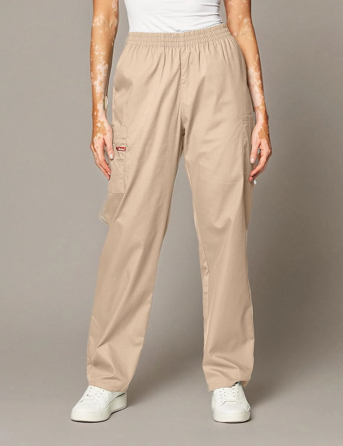 Dickies EDS Signature Scrubs for Women, Elastic Waist Pull-On Cargo Pants for Women in Soft Brushed Poplin 86106