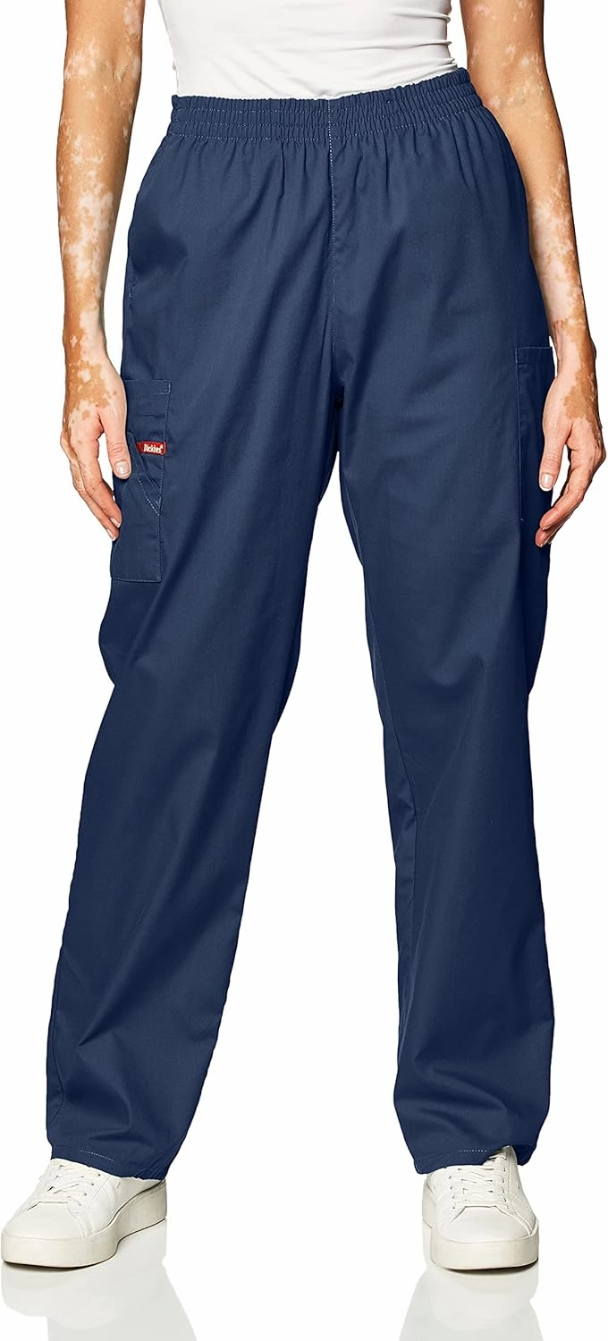 Dickies EDS Signature Scrubs for Women, Elastic Waist Pull-On Cargo Pants for Women in Soft Brushed Poplin 86106