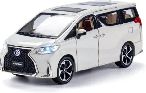 Diecast Metal Model Toy Car-1:24 Scale Model Car with Sound and Light, Model Car with Sound and Light for Kids Age 3  Year. (White)