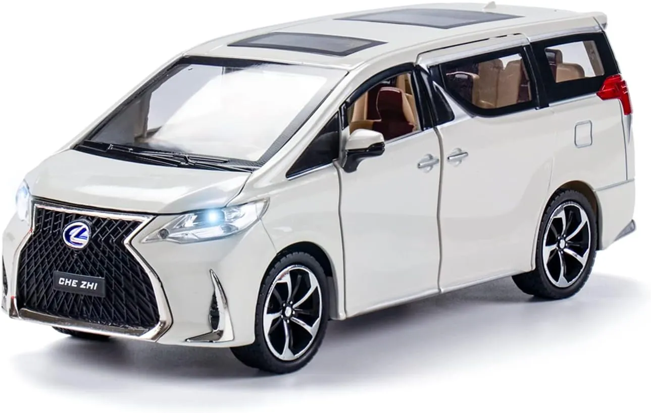 Diecast Metal Model Toy Car-1:24 Scale Model Car with Sound and Light, Model Car with Sound and Light for Kids Age 3  Year. (White)