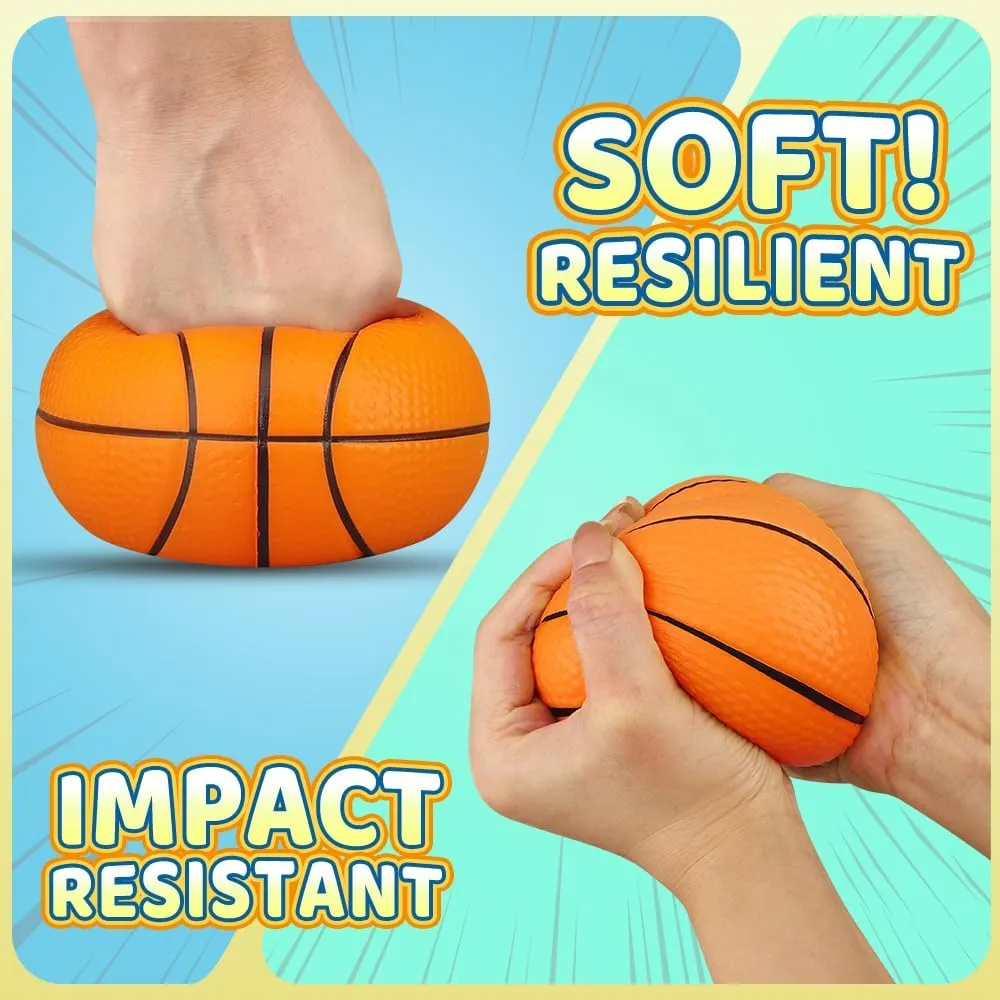 Dilabnba 5" Mini Orange Foam Basketballs for Kids Adults, Squeeze Stress Ball Safe Soft Replacement Beach Pool Balls for Indoor Basketball Hoop, Toddler Quiet Bouncy Ball Sport Party Game (3PCS)