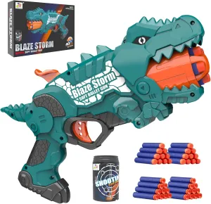 Dinosaur Boys Gun for Nerf Gun Bullets, Mini Blaster Toy with 20 Soft Foam Darts, Shooting can and 5-Dart in Rotating Barrel, Shooting Game for Indoor, Outdoor