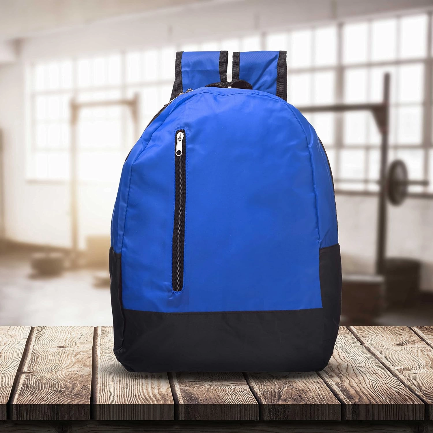 DISCOUNT PROMOS 6 Quick Zip Backpacks Set - Polyester, Unique features, Front Pocket, Vibrant - Blue