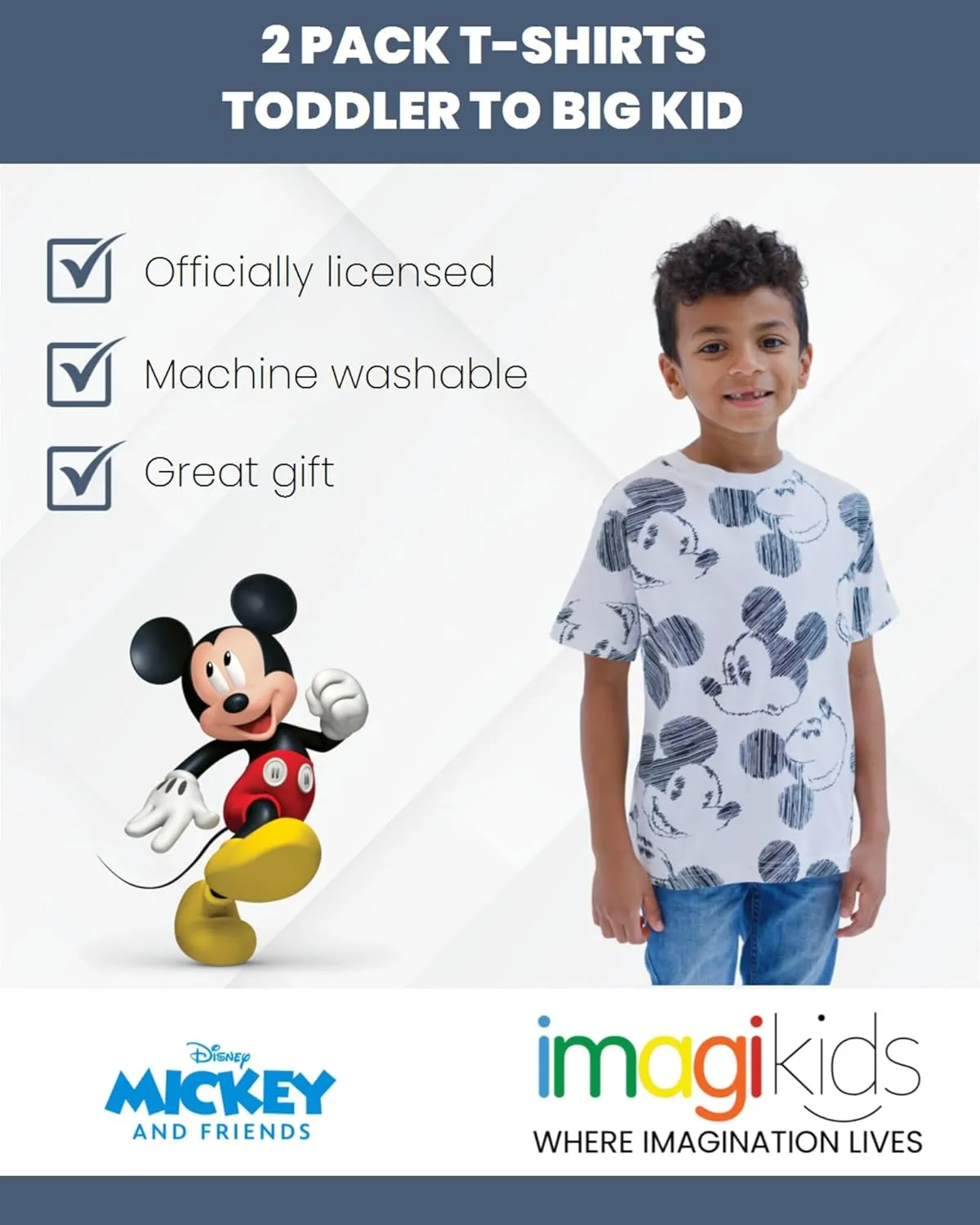 Disney 2 Pack T-Shirts Infant to Big Kid Sizes (12 Months - 14-16)