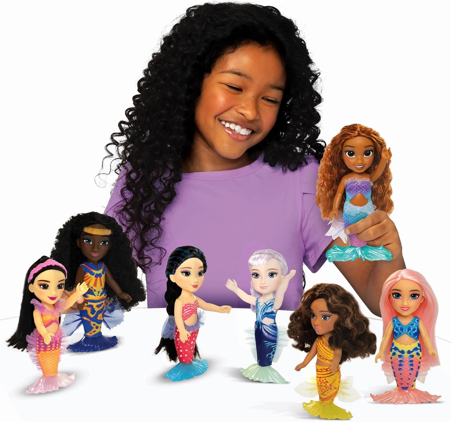 Disney The Little Mermaid Ariel and Sisters Petite Doll Set, Includes (7) Dolls! Each Doll Comes with a Seashell Brush, Each Dressed in Their Signature Outfit & Hairstyles
