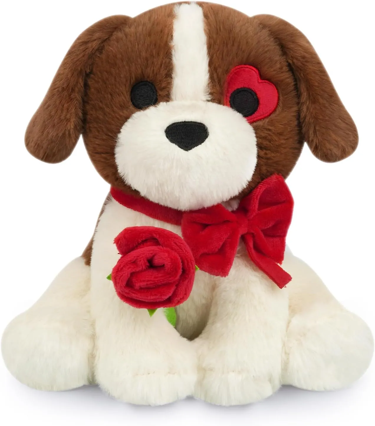 Dog Stuffed Animal, 9inch Beagle Dog Plush with Red Rose for Valentine Day, Cute Puppy Stuffed Animal Beagle Plush, Christmas Valentines Gift for Girlfriend,Lover,Kids