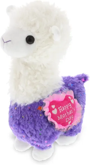 DolliBu Happy Mother's Day Super Soft Plush Sparkle Purple Llama Figure - Cute Stuffed Animal with Pink Heart Message for Best Mommy, Grandma, Wife, Daughter - 11.5" Inches