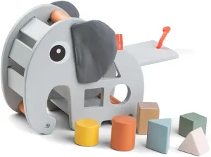 Done by Deer Elphee Sorting Box - Wooden Shape Sorter Toy with Sturdy Handle to take Along - Montessori and Educational Wooden Toy Set - Develop Fine Motor Skills & Learning Shapes in a Fun Way!
