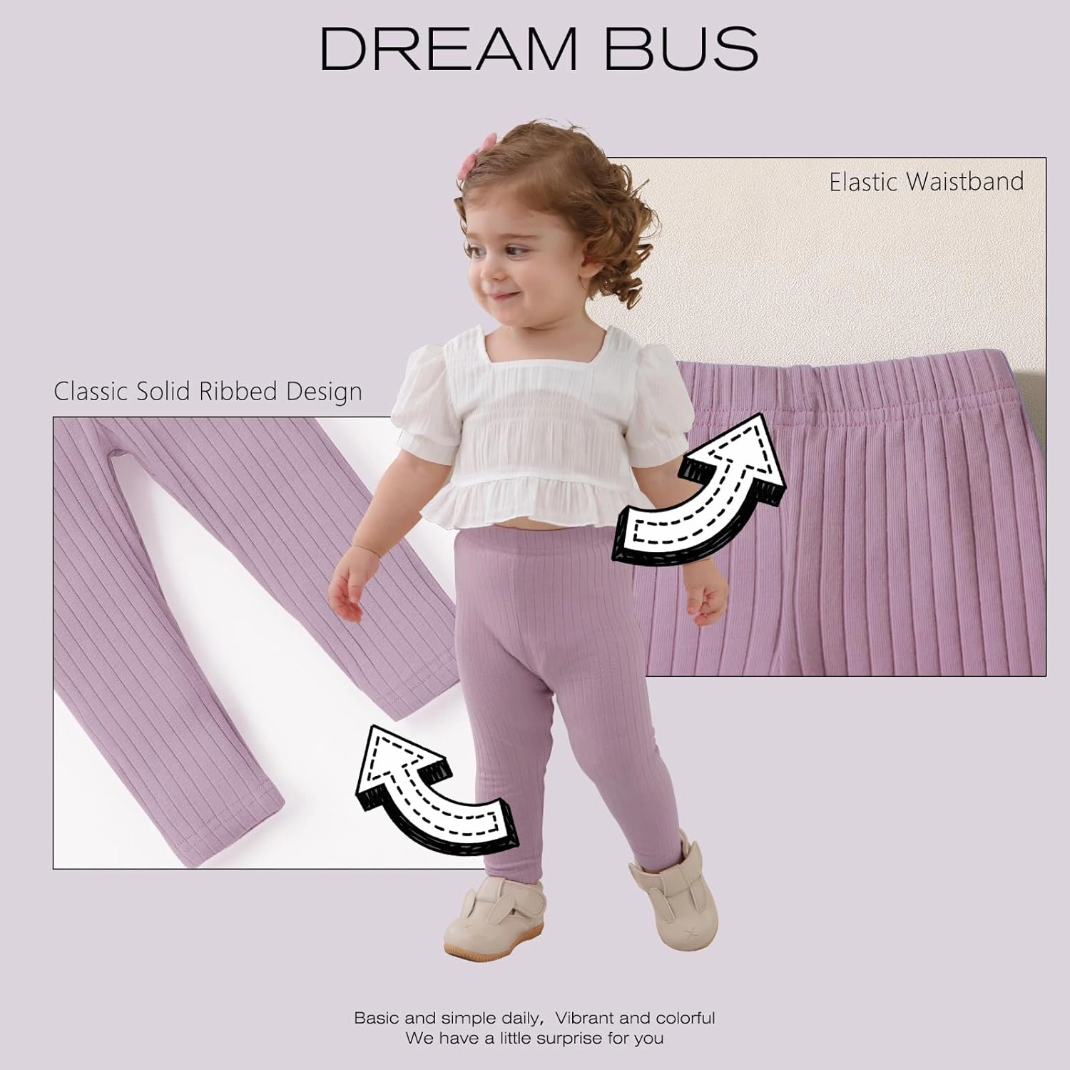 DREAM BUS 5 Pack Toddler Girl Pants Baby Girl Solid Ribbed Pants Toddler Girls Bottoms Leggings Newborn Cotton Jogger