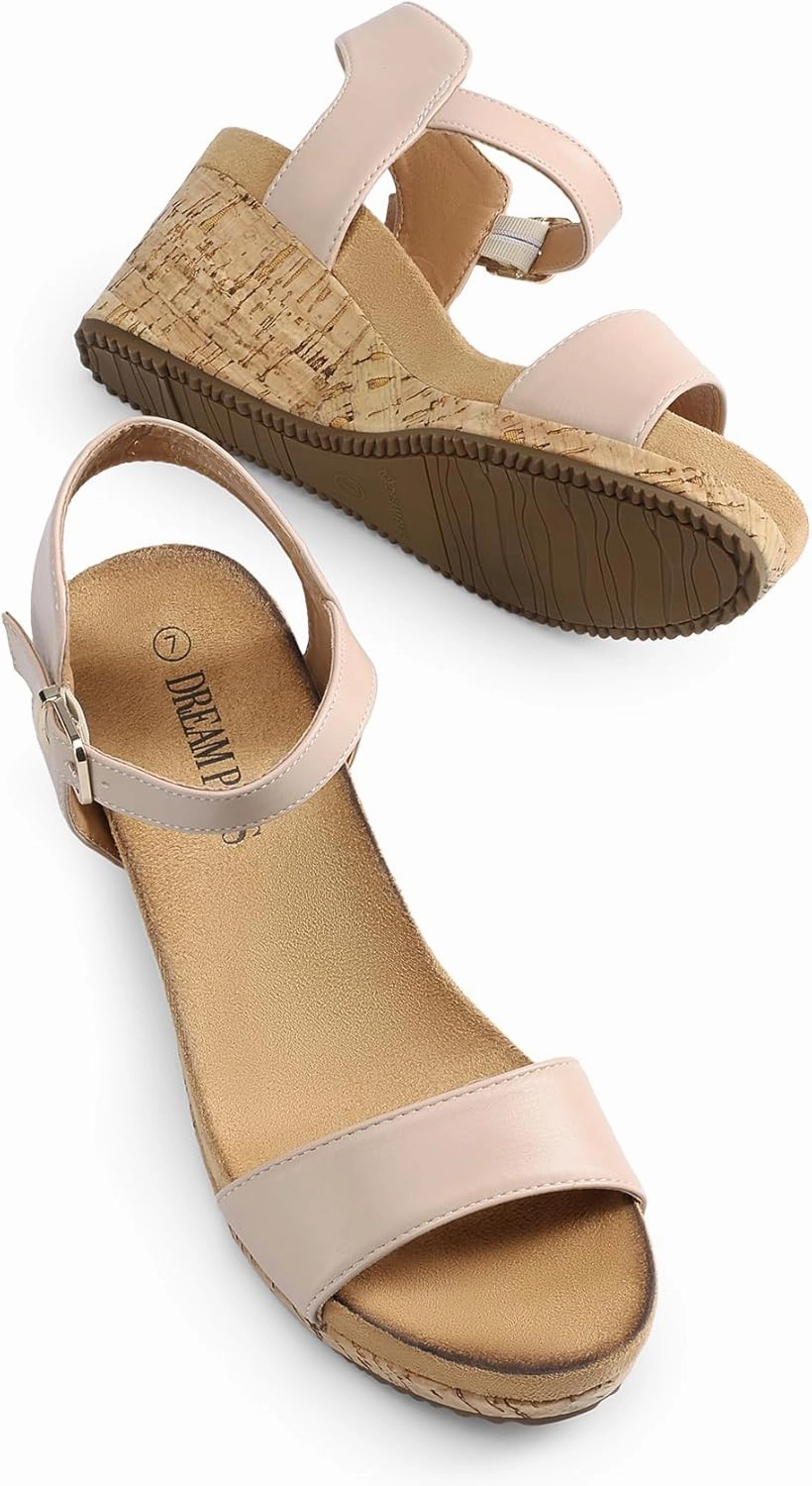 DREAM PAIRS Women's Open Toe Buckle Ankle Strap Platform Wedge Sandals Women 2025