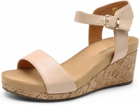 DREAM PAIRS Women's Open Toe Buckle Ankle Strap Platform Wedge Sandals Women 2025