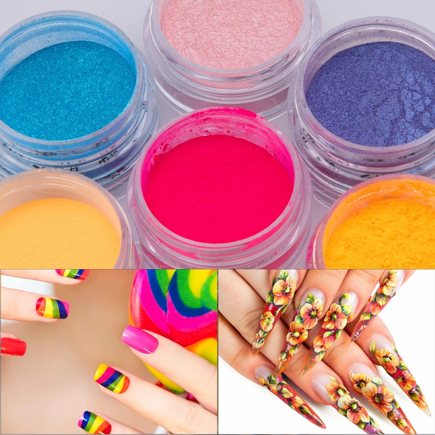 Duufin 54 Colors Nail Pigment Powder - Colorful Luminous Iridescent Nail Powder Pearlescent High-Gloss Halo Color Pigments for Nails Art, Body and Crafts