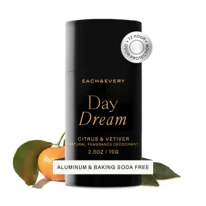 Each & Every Aluminum Free Deodorant for Women & Men, Citrus & Vetiver - All Natural Deodorant for Sensitive Skin, EWG Verified - Clean, Baking Soda-Free, Plant-Based Fragrance - 2.5oz