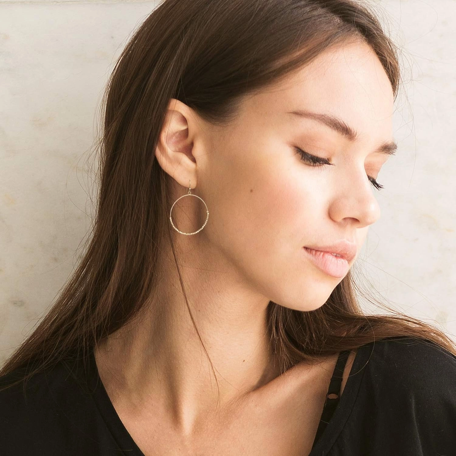 Earrings Teardrop hoop dangle drop with Seed Beads for Women