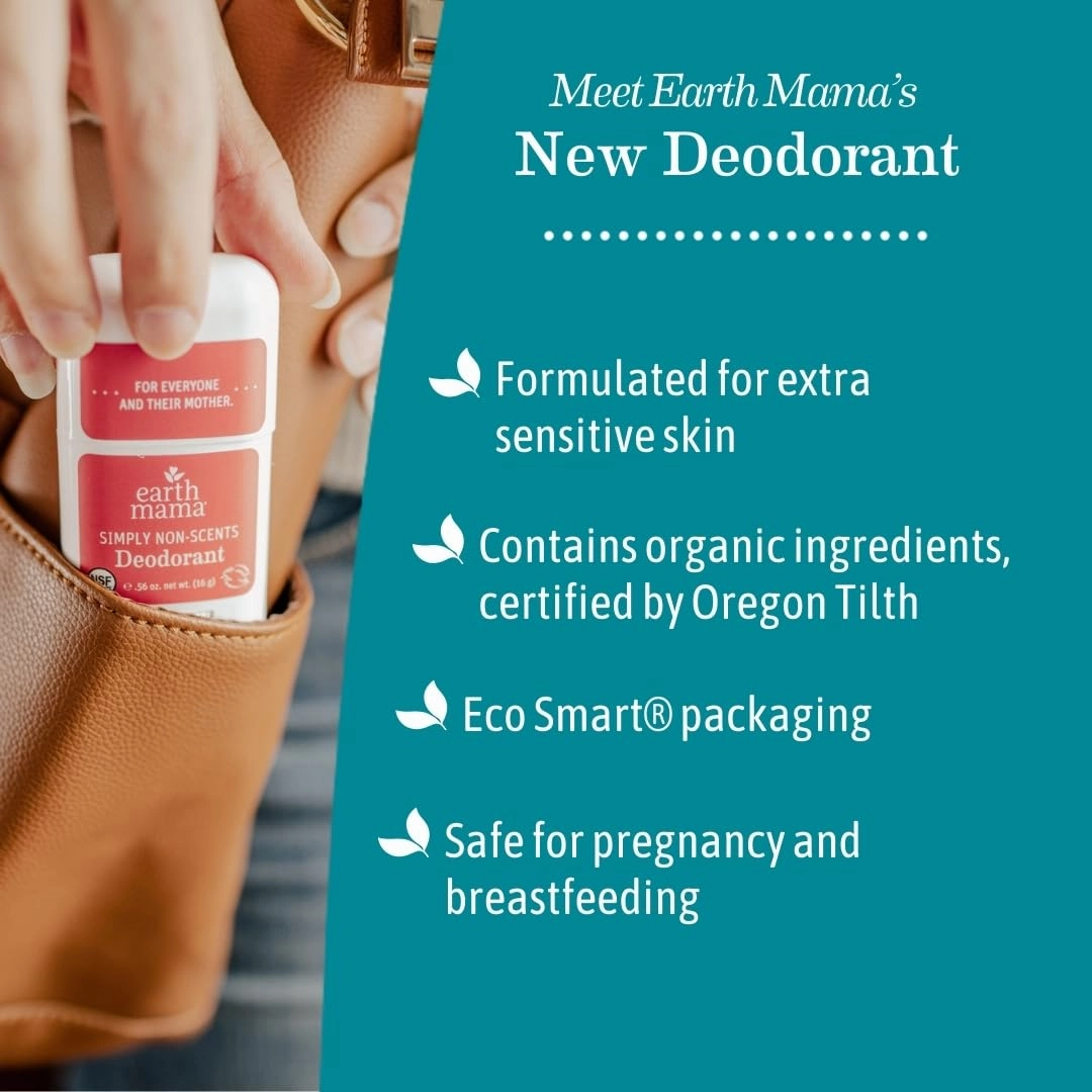 Earth Mama Mini Deodorant Travel Set | Safe for Sensitive Skin, Pregnancy and Breastfeeding, Contains Organic Calendula with No Fragrance Chemicals 0.56 Ounce (Pack of 4)