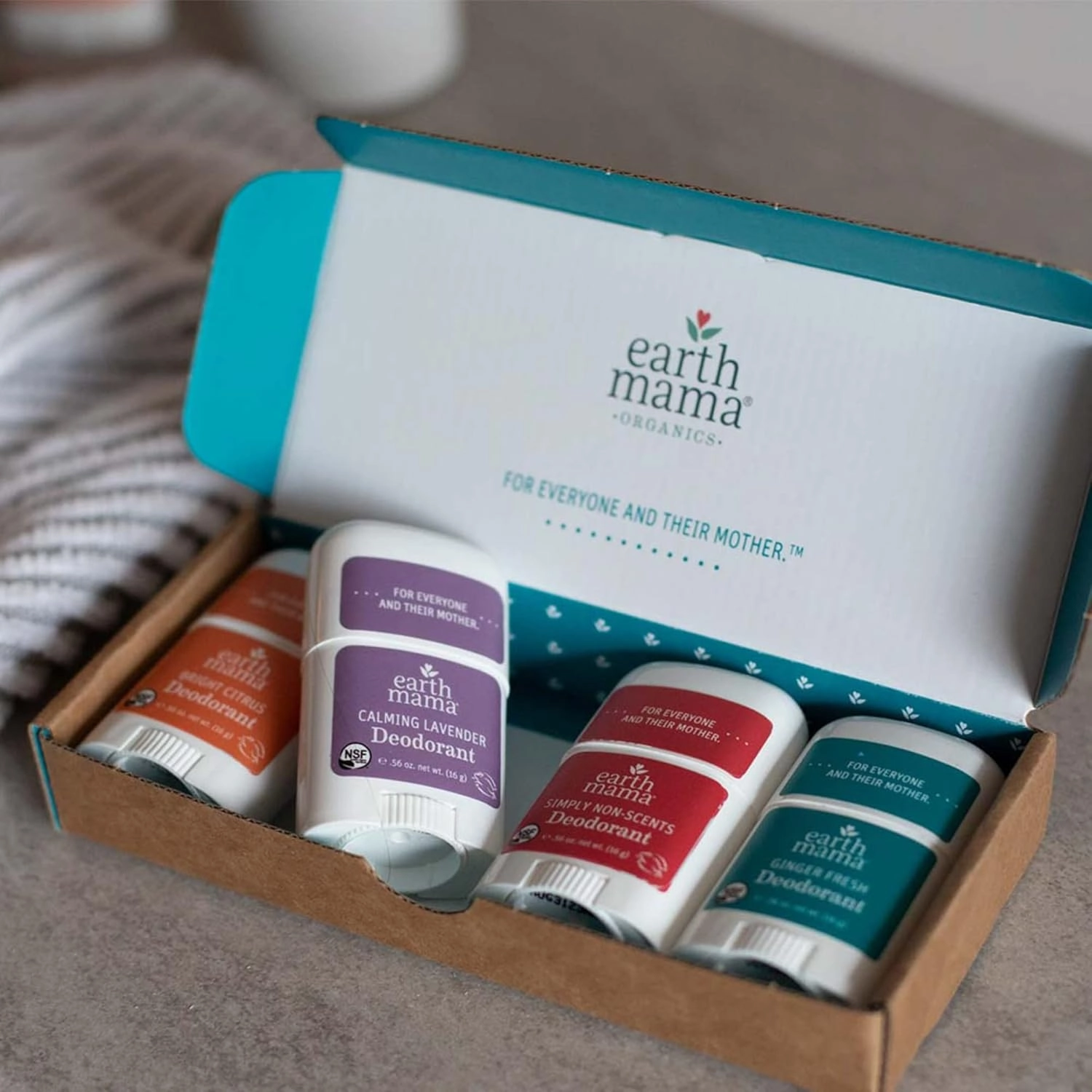 Earth Mama Mini Deodorant Travel Set | Safe for Sensitive Skin, Pregnancy and Breastfeeding, Contains Organic Calendula with No Fragrance Chemicals 0.56 Ounce (Pack of 4)