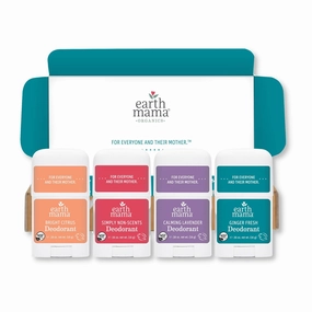 Earth Mama Mini Deodorant Travel Set | Safe for Sensitive Skin, Pregnancy and Breastfeeding, Contains Organic Calendula with No Fragrance Chemicals 0.56 Ounce (Pack of 4)