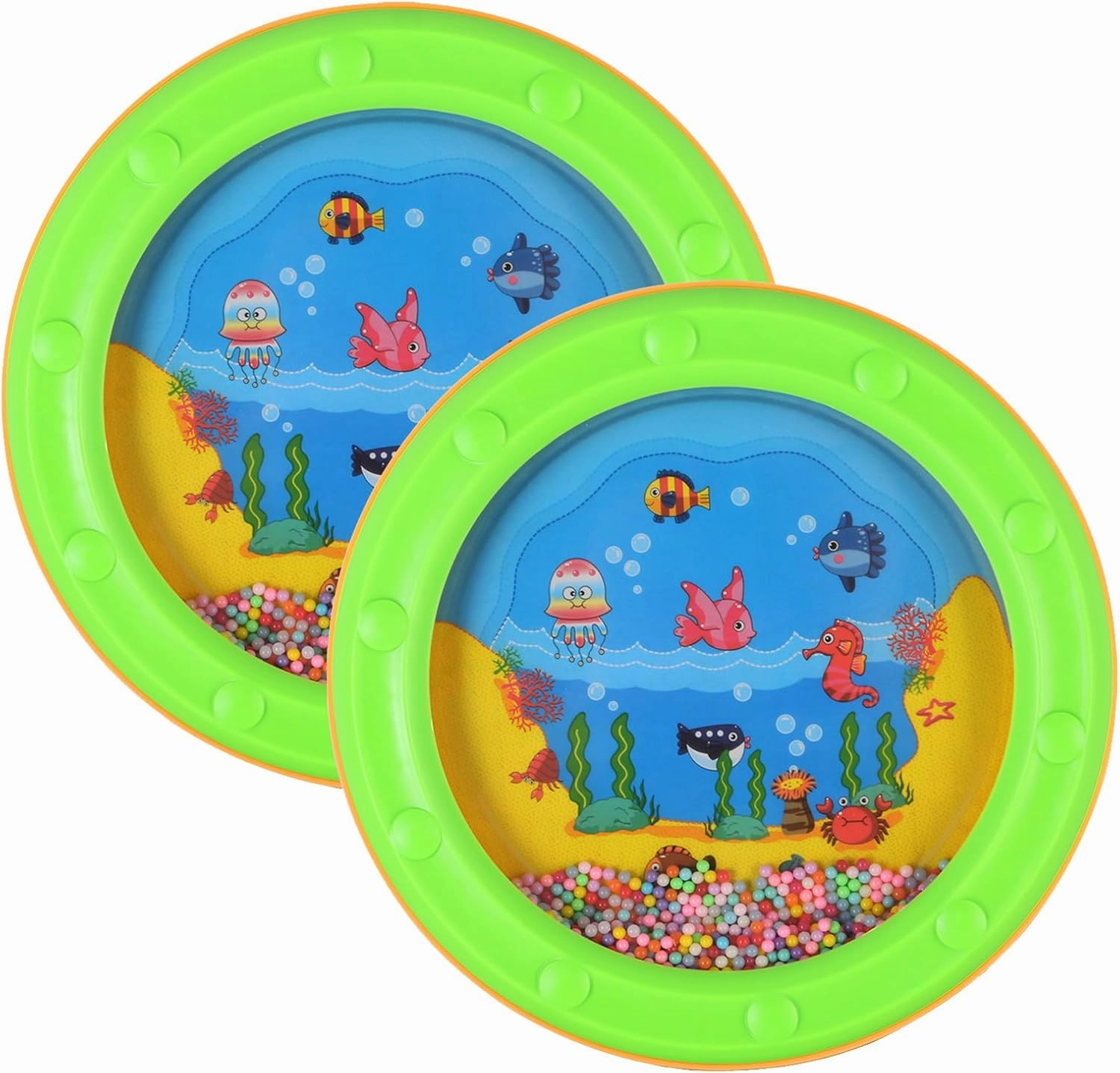 EASTROCK Ocean Drum - 10 Inch Sea Sound Percussion Instrument With Fish Graphic, Wave and Surf Effect (2 PCS)