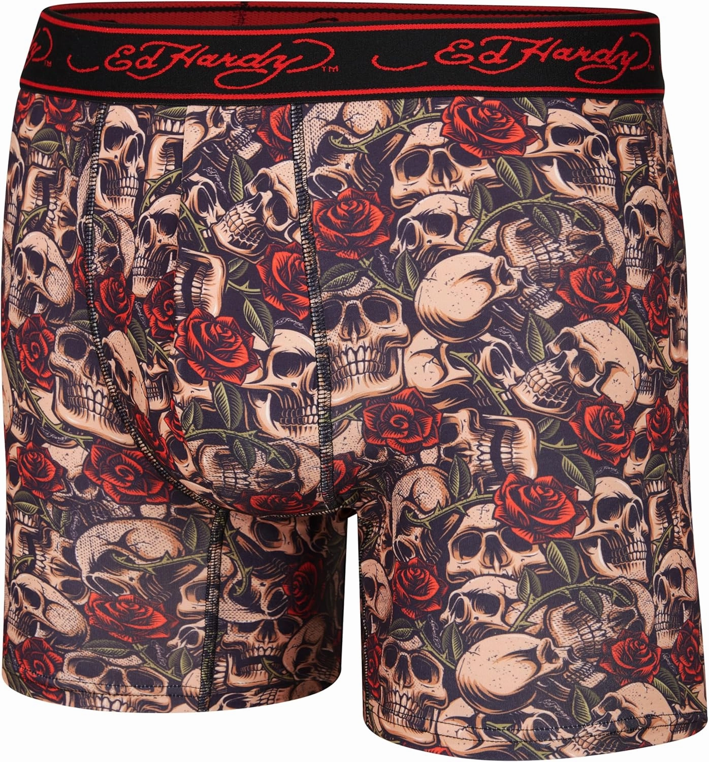 ED HARDY Men's Boxer Briefs 4 Pack, Soft Fabric Underwear, Pull-On Closure, Machine Washable Comfortable Stretch Boxers