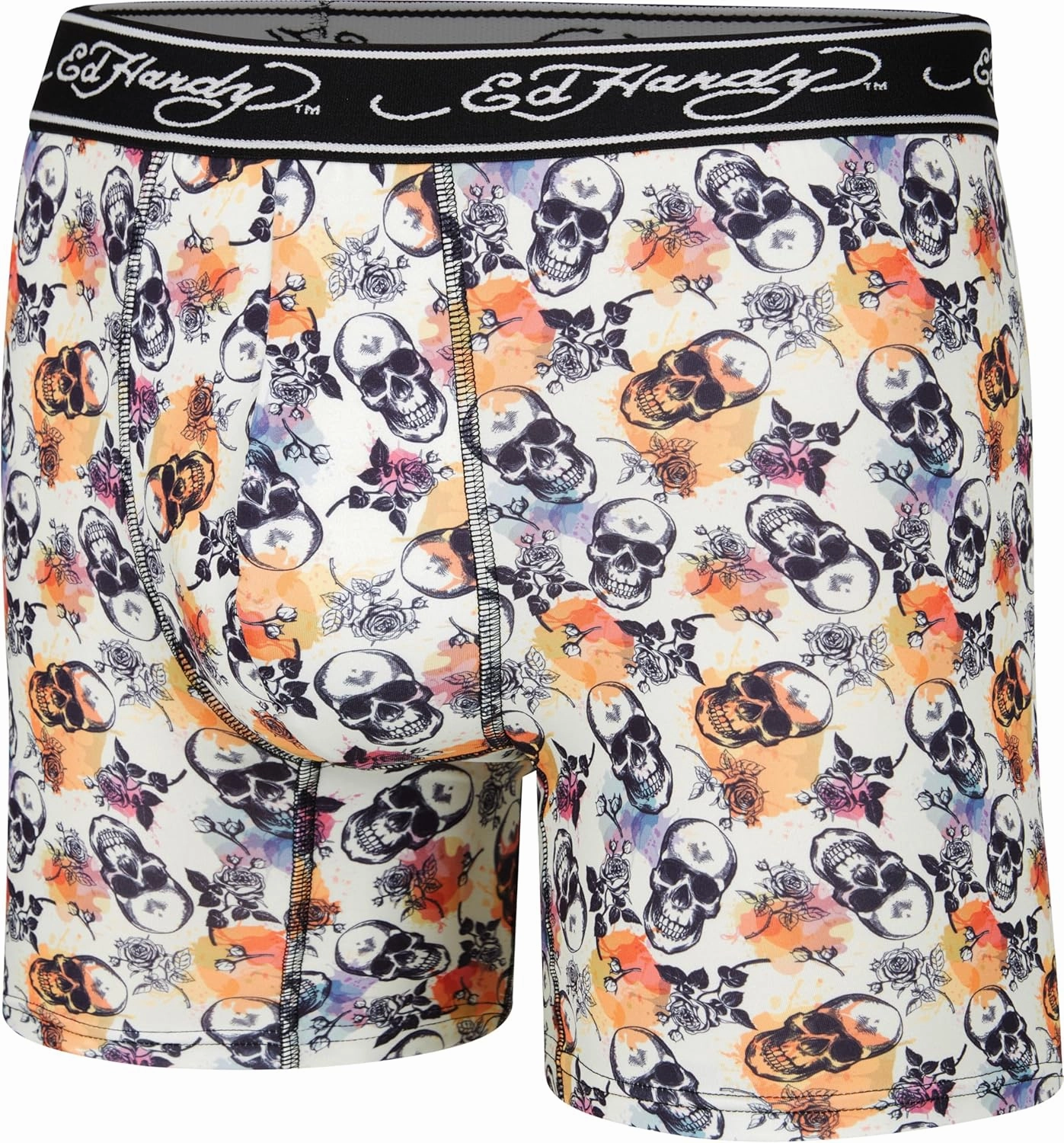 ED HARDY Men's Boxer Briefs 4 Pack, Soft Fabric Underwear, Pull-On Closure, Machine Washable Comfortable Stretch Boxers