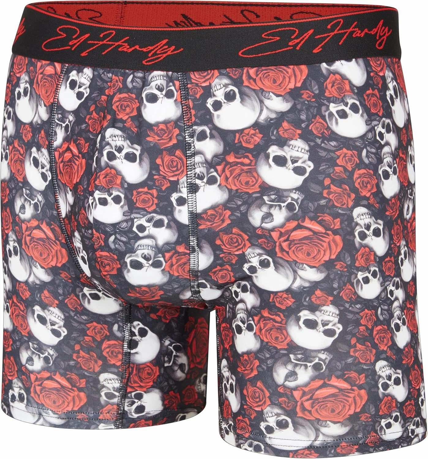 ED HARDY Men's Boxer Briefs 4 Pack, Soft Fabric Underwear, Pull-On Closure, Machine Washable Comfortable Stretch Boxers