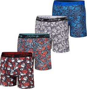 ED HARDY Men's Boxer Briefs 4 Pack, Soft Fabric Underwear, Pull-On Closure, Machine Washable Comfortable Stretch Boxers