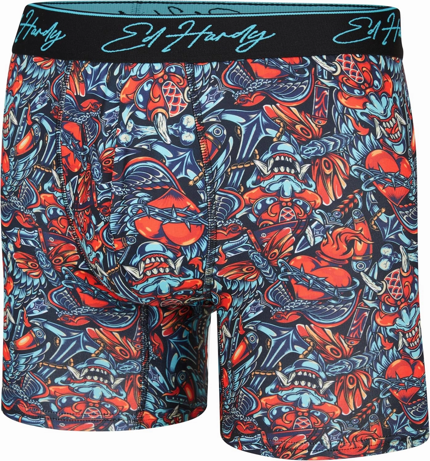 ED HARDY Men's Boxer Briefs 4 Pack, Soft Fabric Underwear, Pull-On Closure, Machine Washable Comfortable Stretch Boxers