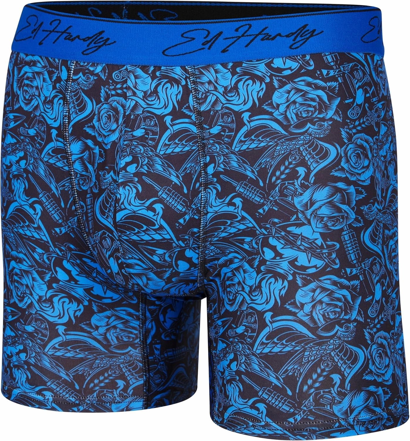 ED HARDY Men's Boxer Briefs 4 Pack, Soft Fabric Underwear, Pull-On Closure, Machine Washable Comfortable Stretch Boxers