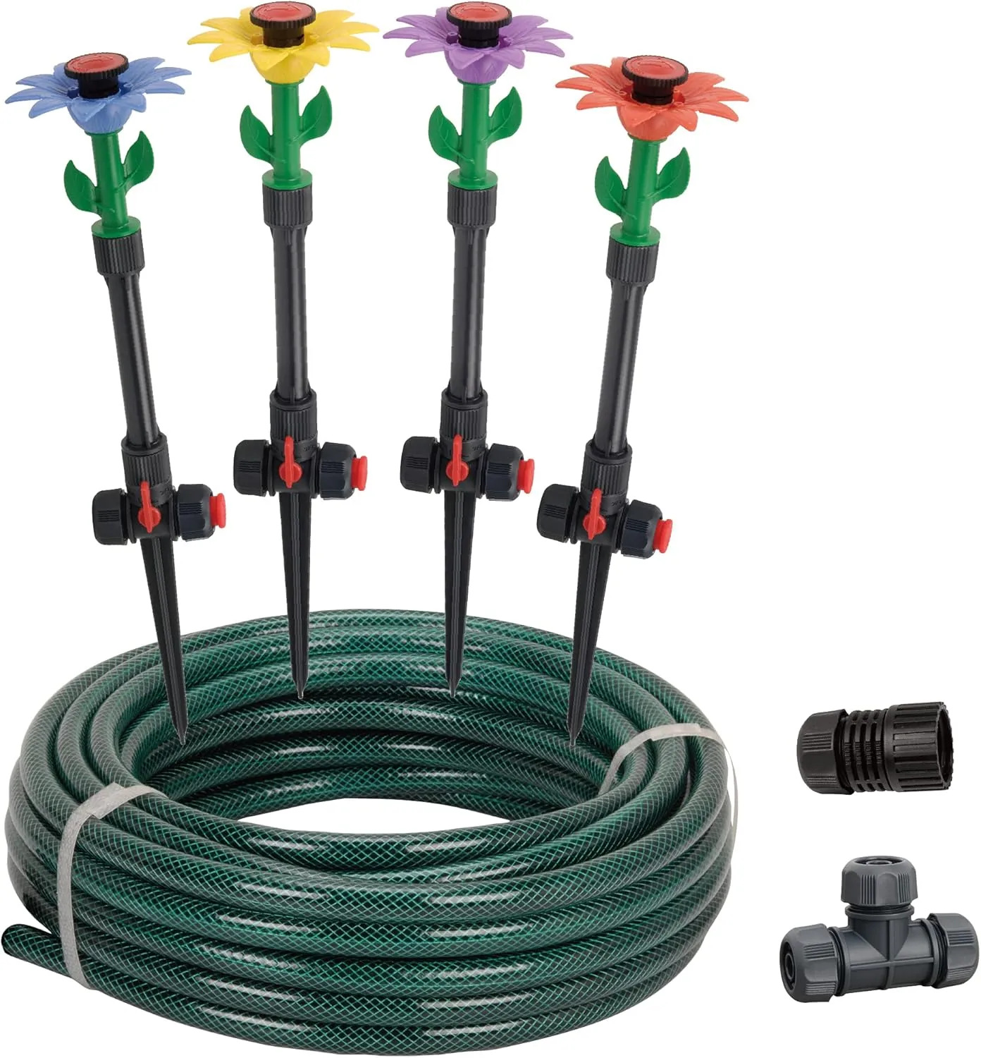 Eden 97065 Daisy Above-Ground 50 Ft Garden Hose and Sprinkler System, DIY Plant Watering Set