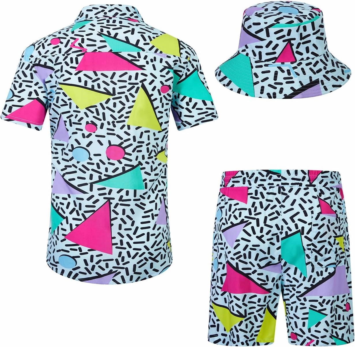 EISHOPEER Men's Flower Hawaiian Sets Casual Short Sleeve Shirt and Shorts Suits Outfits with Bucket Hats